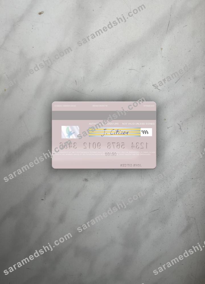 Saint Vincent and the Grenadines FirstCaribbean International Bank visa debit card photolook back
